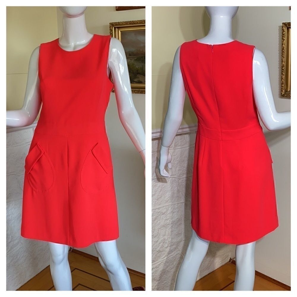 CeCe Neon Orange Mod Style Sleeveless Mini Dress - Picture 2 of 9